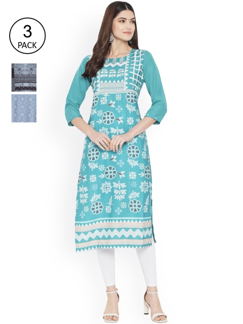 

Ethnic basket Women Multicoloured Tribal Printed Thread Work Floral Crepe Kurta, Multi