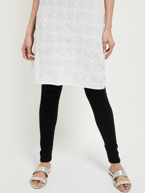 

max Woman Black Solid Churidar-Length Leggings