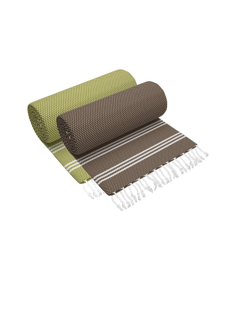 

Story@home Set Of 2 Printed Olive & Brown 200 GSM Pure Cotton Bath Towels
