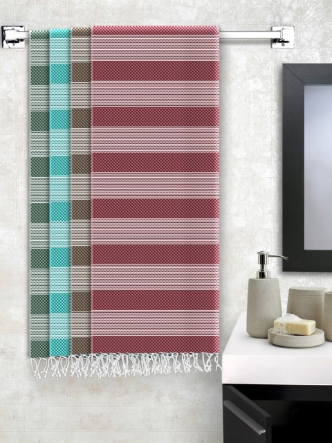 

Story@home Set Of 4 Printed Pure Cotton 200 GSM Bath Towel, Teal