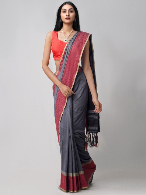 

Unnati Silks Pink & Orange Woven Design Linen Blend Jamdani Saree