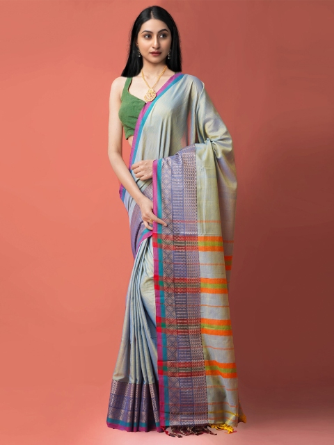 

Unnati Silks Green & Blue Woven Design Pure Cotton Narayan Peth Handloom Saree