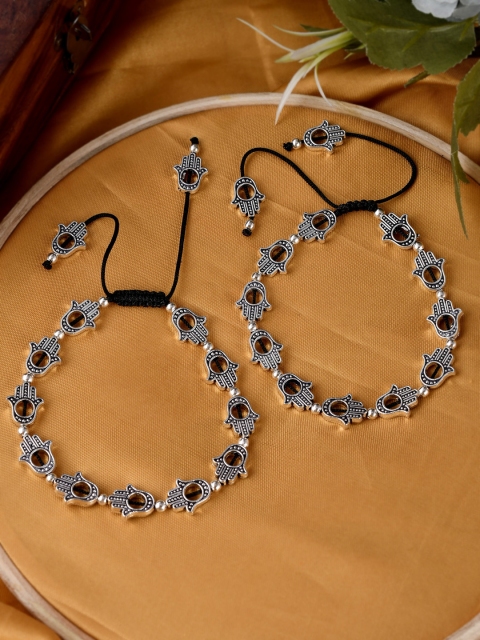 

Silvermerc Designs Set Of 2 Oxidised Silver-Plated Beaded Anklets
