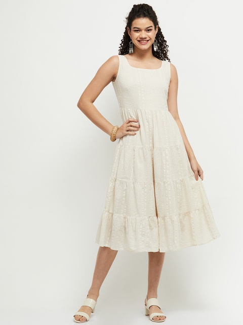 

max Nude-Coloured Pure Cotton A-Line Midi Dress