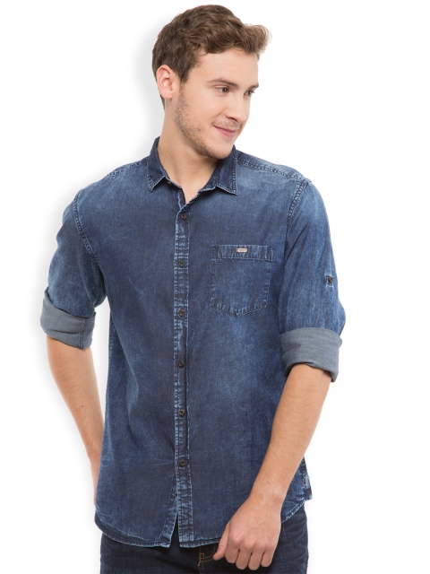 

LOCOMOTIVE Men Blue Slim Fit Denim Casual Shirt