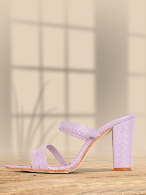 

ELLE Lavender Basketweave Textured Block Heels