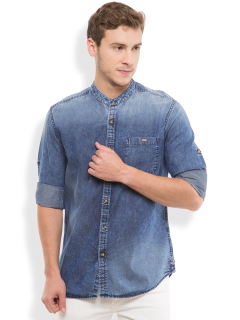 

LOCOMOTIVE Men Blue Slim Fit Denim Casual Shirt