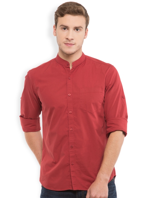 

HIGHLANDER Men Rust Red Slim Fit Casual Shirt