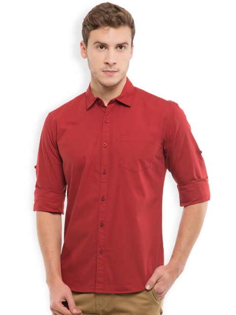 

HIGHLANDER Men Rust Red Slim Fit Casual Shirt