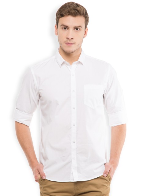 

HIGHLANDER Men White Slim Fit Casual Shirt