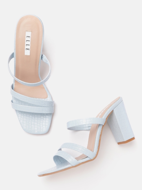 

ELLE Blue Croc Textured Block Heels