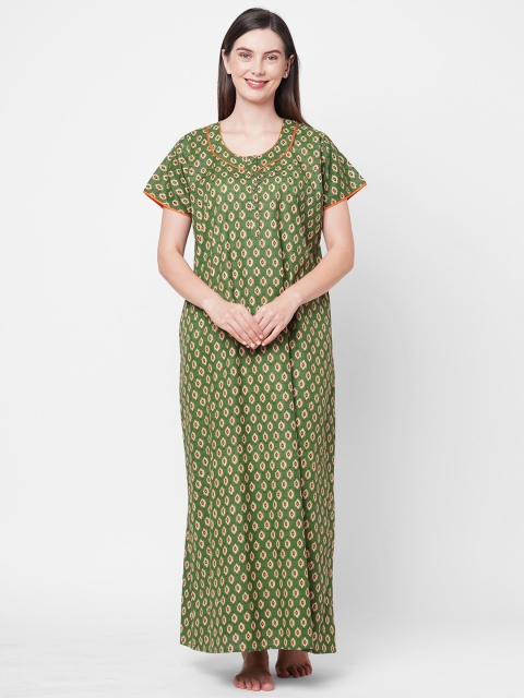

Sweet Dreams Green Printed Maxi Nightdress