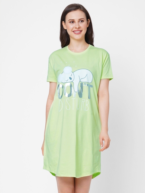 

Sweet Dreams Green Printed Nightdress