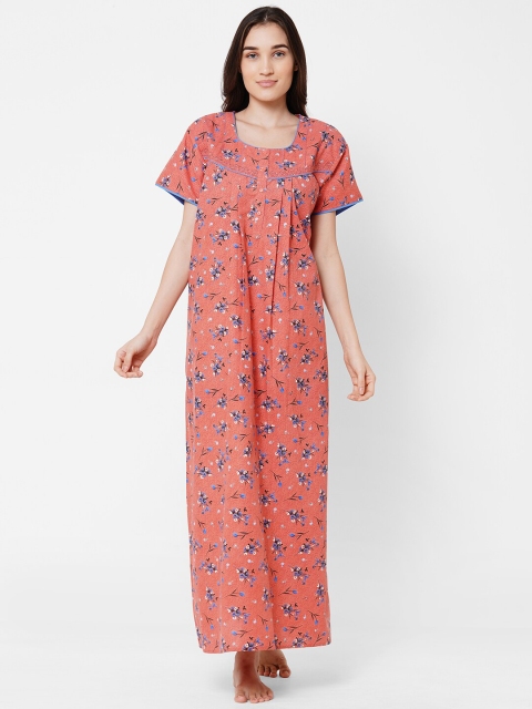 

Sweet Dreams Peach-Coloured Printed Maxi Nightdress