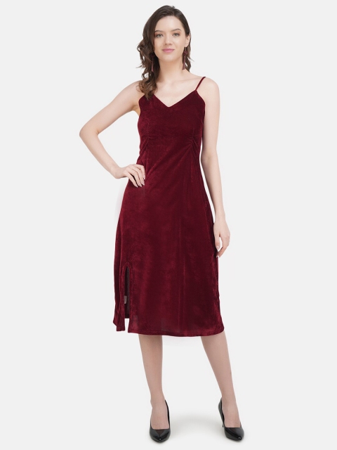 

STALK Maroon Velvet Midi Dress