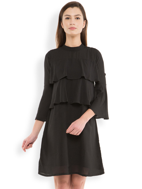 

Tokyo Talkies Women Black Solid A-Line Dress