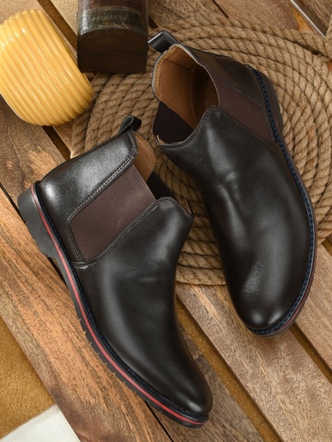 

AfroJack Men Brown Mid-Top Flat Boots