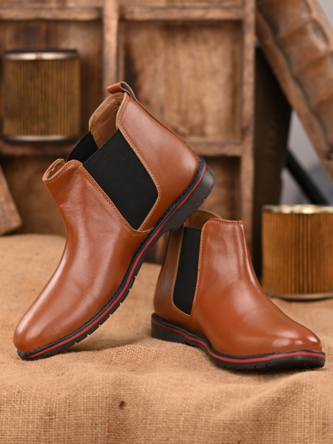 

AfroJack Men Tan High-Top Flat Boots