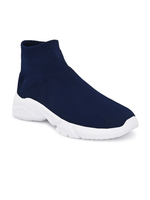 

AfroJack Men Blue Woven Design High-Top Slip-On Sneakers