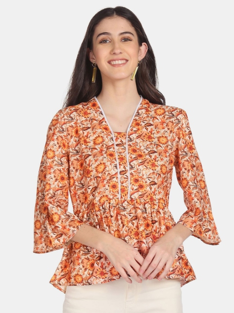 

Cherokee Beige Floral Print Top