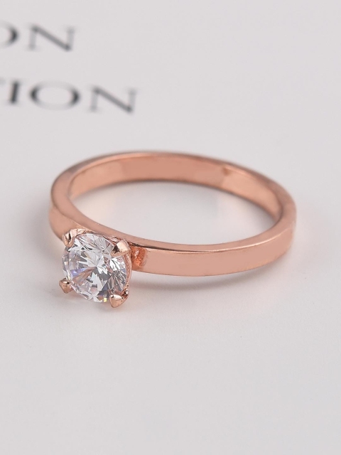 

Tistabene Rose Gold-Plated White Stone-Studded Finger Ring
