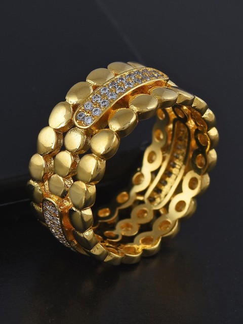 

Tistabene Women Gold-Toned & White Stones And Beads Finger Ring