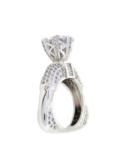 

Tistabene White -Toned & Rhodium-Plated Stone-Studded Finger Ring