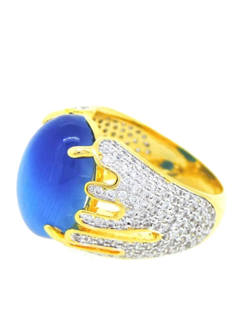 

Tistabene Gold-Plated & Blue Stones & Beads Finger Ring