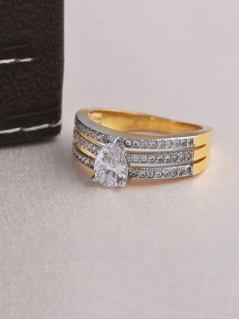 

Tistabene Gold-Plated & White Stone Studded Finger Ring