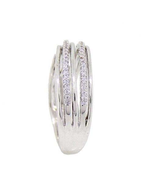 

Tistabene Women Silver-Plated White CZ-Studded Finger Ring