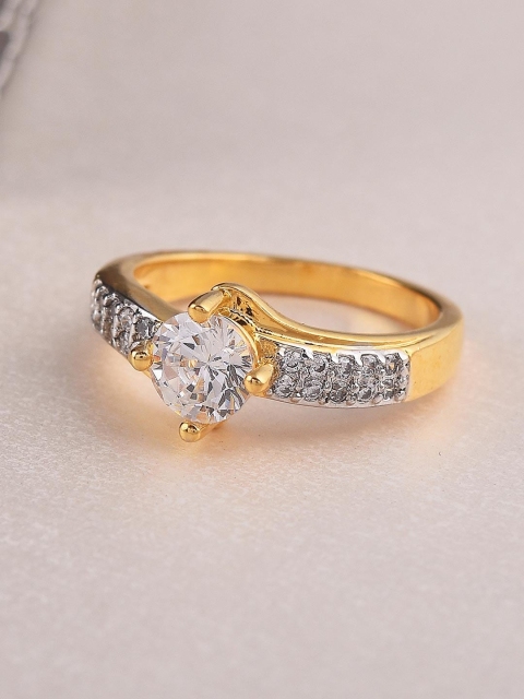 

Tistabene Gold-Plated & White Stone Studded Cocktail Finger Ring