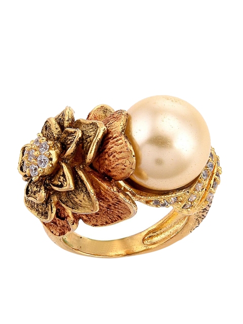 

Tistabene Gold-Plated & White Stones & Beads Finger Ring