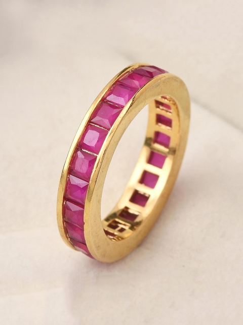 

Tistabene Gold-Plated Red Stone-Studded Finger Ring