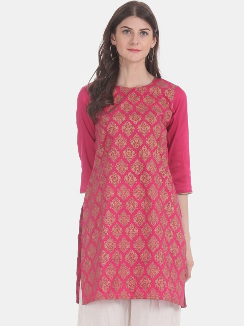

Karigari Women Pink Geometric Printed Kurta