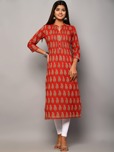 

Swasti Women Red Paisley Printed Floral Kurta