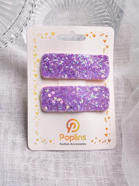 

POPLINS Girls Set of 2 Purple Embellished Tic Tac Hair Clip