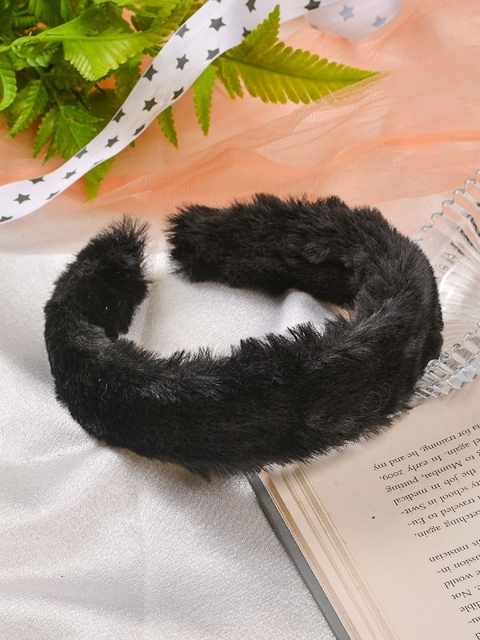 

POPLINS Girls Black Fur Hairband