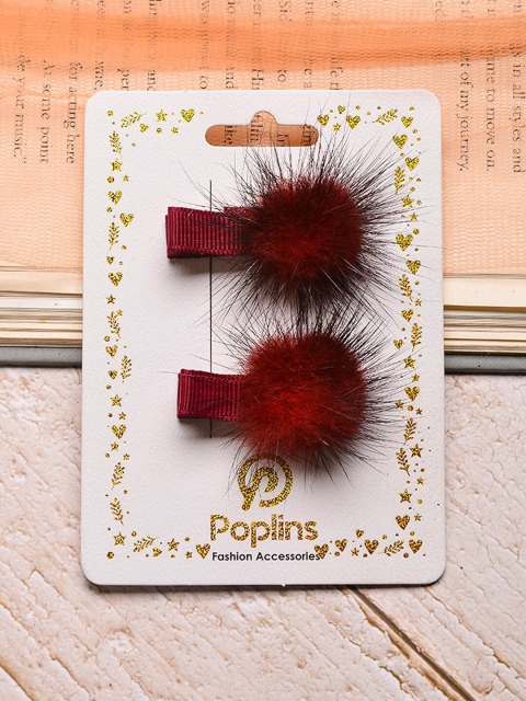 

POPLINS Girls Set of 2 Maroon Alligator Hair Clip