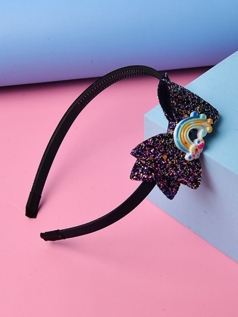 

POPLINS Girls Black & Purple Embellished Hairband