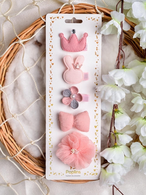 

POPLINS Girls Peach-Coloured Set of 5 Alligator Hair Clips
