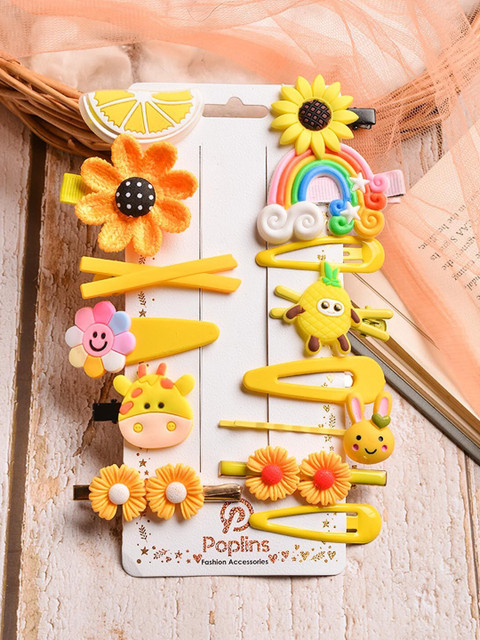 

POPLINS Girls Yellow & Pink Embellished Hair Accessory Set of 14