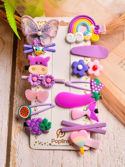 

POPLINS Girls Violet & Green Hair Accessory Set of 14