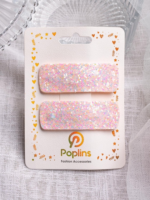 

POPLINS Girls Pink Set of 2 Embellished Tic Tac Hair Clips