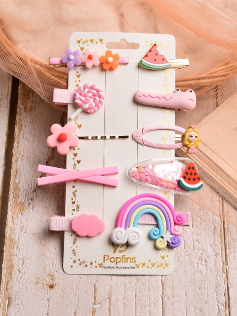 

POPLINS Girls Set of 10 Pink & Red Alligator Hair Clip