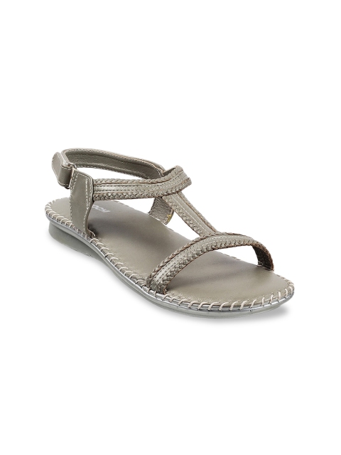 

Mochi Women Grey Open Toe Flats