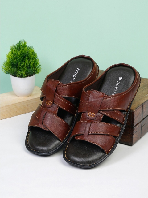 

Bruno Manetti Men Tan & Black PU Comfort Sandals