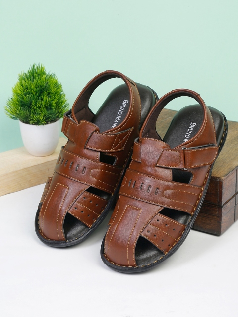 

Bruno Manetti Men Tan & Black PU Fisherman Sandals