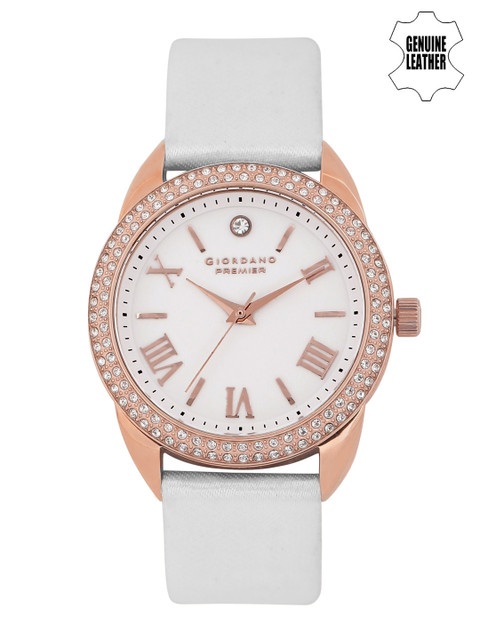 

GIORDANO Women White Embellished Analogue Watch FP261-03