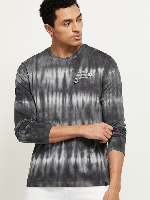 

max Men Charcoal Grey & White Tie and Dye T-shirt
