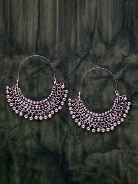

MORKANTH JEWELLERY Silver-Plated Oxidised Contemporary Hoop Earrings